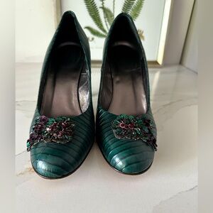 Banana Republic Floral Embellished Pumps Green